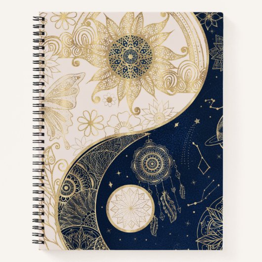 Creative Gold Yin Yang Night Day Mandala Notizblock (Vorderseite)