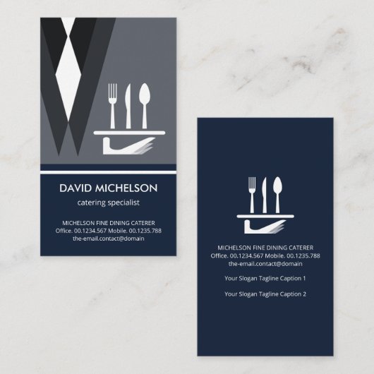 Creative Grau Anzug Cutlery Waiter Food Server  Visitenkarte (Vorne/Hinten)