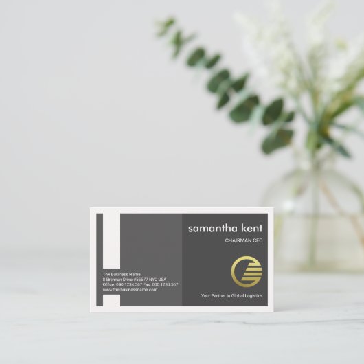 Creative Grauspalte Box Frame Gründer CEO Visitenkarte (Stehend Vorderseite)