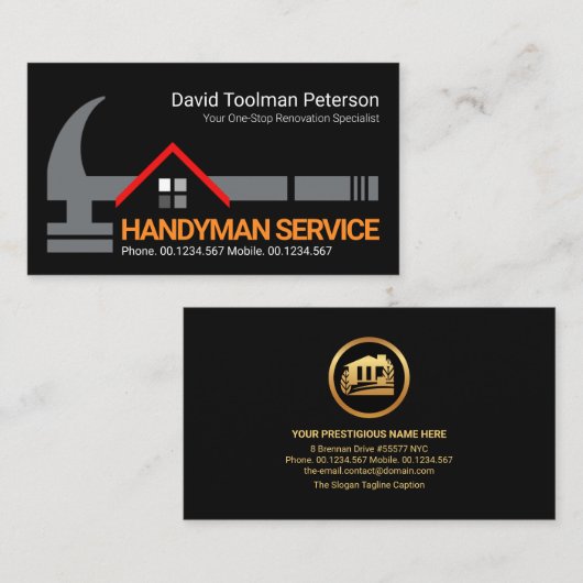 Creative Hammer Rooftop Handyman Tools Contractor Visitenkarte (Vorne/Hinten)