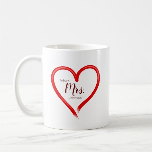 Creative Hand Painted Red Heart Future Frau Name Kaffeetasse (Links)
