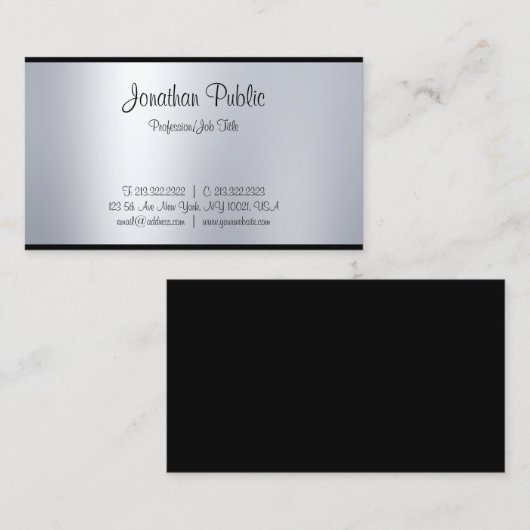 Creative handgeschriebenes Skript Silver Calligrap Visitenkarte (Vorne/Hinten)