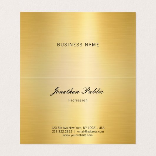Creative Handschrift Name Gold Modern Template Visitenkarten (Innenseite Aufgefaltet)