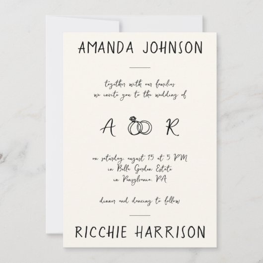 Creative Handwriting Script & Monogram Wedding Einladung (Vorderseite)