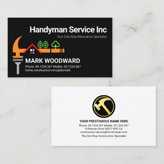Creative Handyman Hammer Zuhause Visitenkarte (Vorne/Hinten)