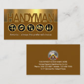 Creative Handyman Signage On Gold Layer Visitenkarte (Vorne/Hinten)