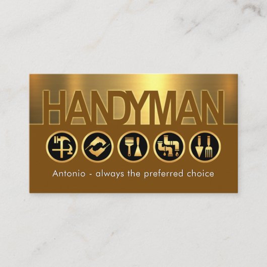 Creative Handyman Signage On Gold Layer Visitenkarte (Vorderseite)