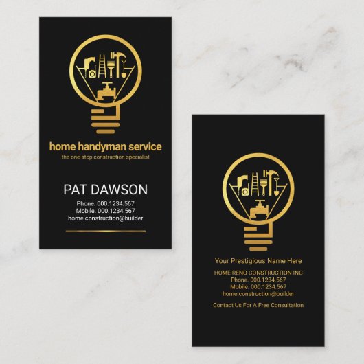 Creative Handyman Tools Bulb Visitenkarte (Vorne/Hinten)