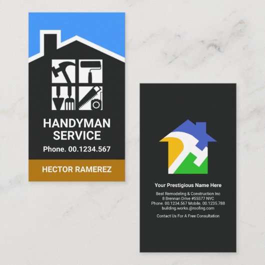 Creative Handyman Zuhause Roof Windows Visitenkarte (Vorne/Hinten)