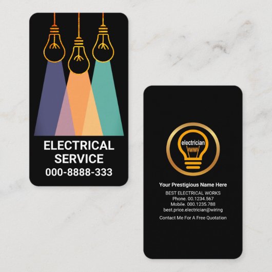 Creative Hanging Gold Lighting Shade Visitenkarte (Vorne/Hinten)