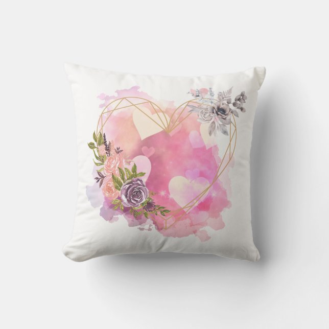 Creative Heart gestreift mit Water Color Splash Kissen (Vorderseite)