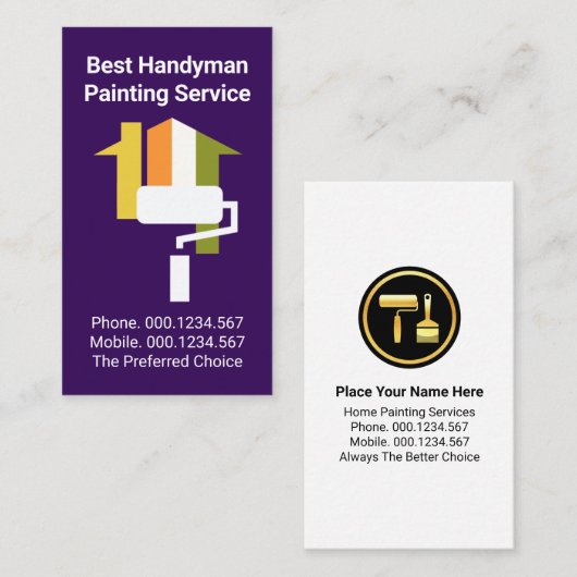 Creative Home Roller Brush Handyman Painter Visitenkarte (Vorne/Hinten)