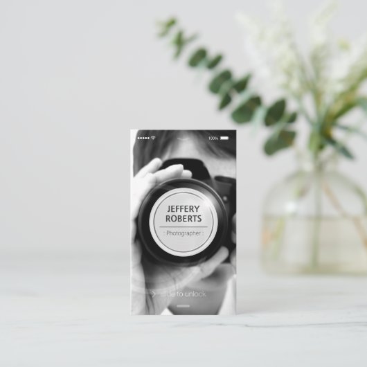 Creative iPhone iOS Style - Moderner Fotograf Visitenkarte (Stehend Vorderseite)