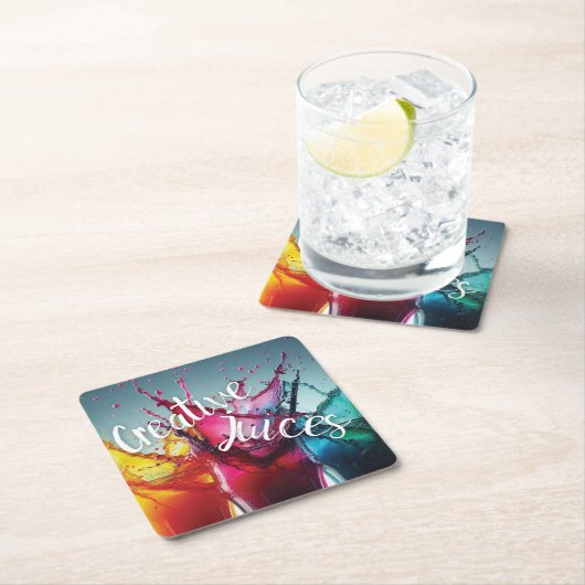 Creative Juices - Designer Coaster Rechteckiger Pappuntersetzer (Vor Ort)