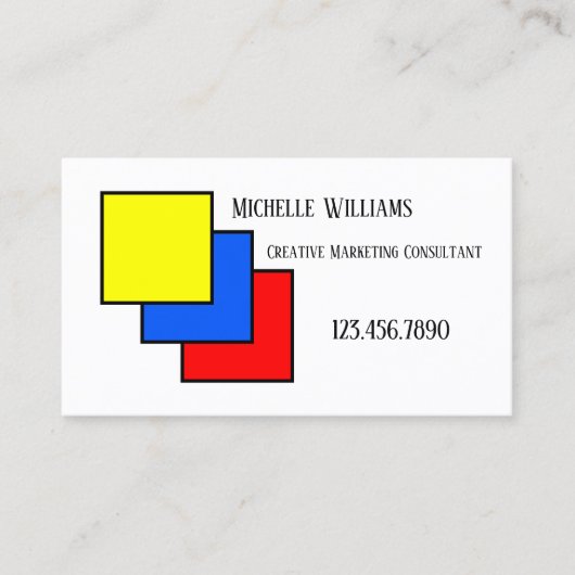 Creative Marketing Business Card in Primärfarben Visitenkarte (Vorderseite)