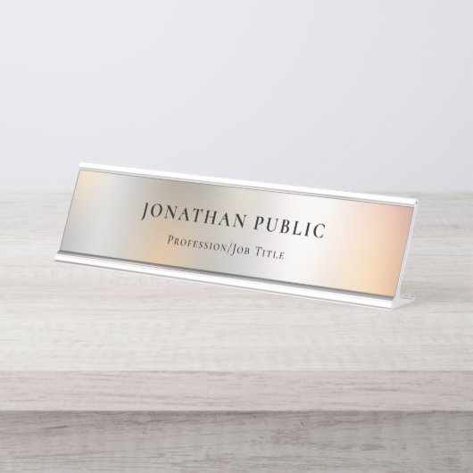 Creative Metallic Look Einfaches Design Beruflich Schreibtischnamensplakette (Vorderseite )