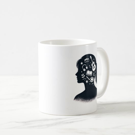 Creative Mind Silhouette | Personalized Artistic  Kaffeetasse (VorderseiteRechts)