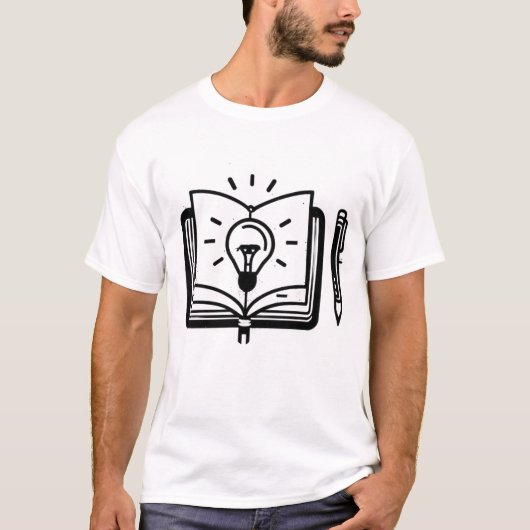 Creative Minds: Buch, Glühbirne, Stift Design Sty T-Shirt (Vorderseite)