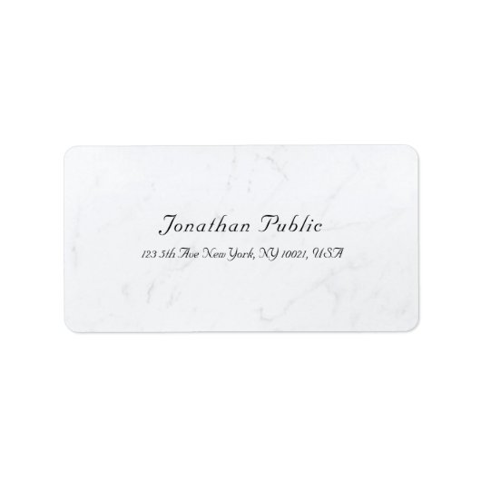 Creative Minimalistischer, moderner weißer Marmor Adressaufkleber (Vorne)