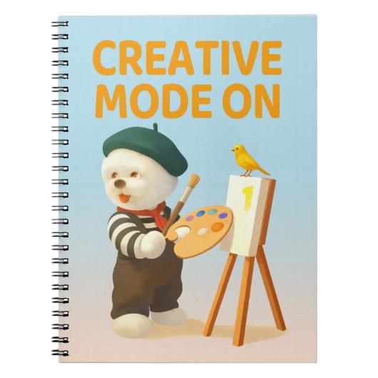 Creative Mode On: Painter Bichon Dog Artist Art Notizblock (Vorderseite)