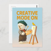 Creative Mode On: Painter Bichon Dog Artist Art Postkarte (Vorne/Hinten)