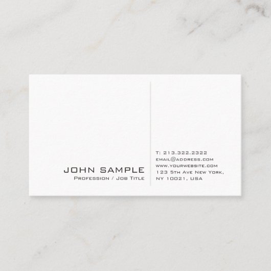 Creative Modern Beruflich Simple White Schlicht Visitenkarte (Vorderseite)