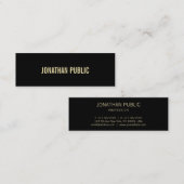 Creative Modern Black Gold Text Elegant Einfach Mini Visitenkarte (Vorne/Hinten)