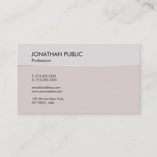 Creative Modern Design Sleek Schlicht Beruflich Visitenkarte (Vorderseite)