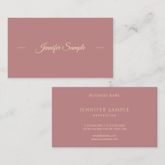 Creative Modern Gold Hand Script Red Brown Trendy Visitenkarte (Vorne/Hinten)