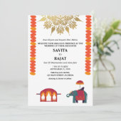 Creative Modern Indian Wedding Einladung (Stehend Vorderseite)