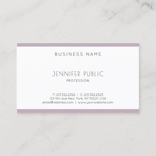 Creative Modern Minimalistisch Schlicht Lila Visitenkarte (Rückseite)