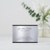 Creative Modern Script Cool Silver Schlicht Trendy Visitenkarte (Stehend Vorderseite)