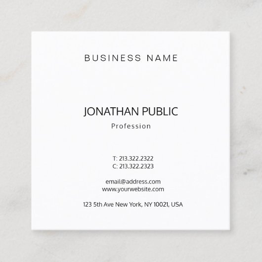 Creative Modern Template Beruflich Trendy Luxe Quadratische Visitenkarte (Vorderseite)