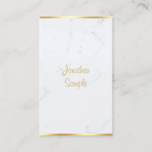 Creative Modern White Marble Gold Handschrift Luxe Visitenkarte