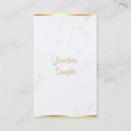 Creative Modern White Marble Gold Handschrift Luxe Visitenkarte (Vorderseite)
