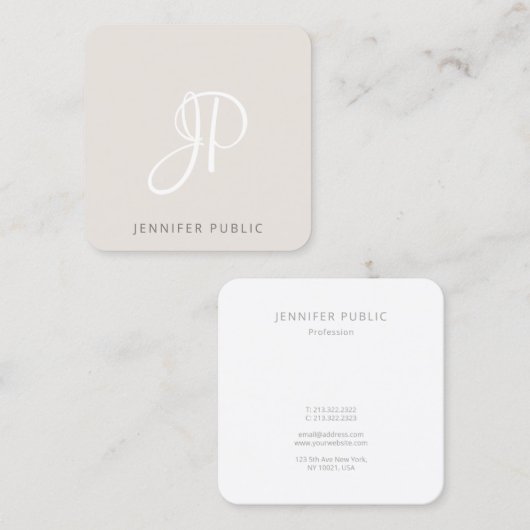 Creative moderne, elegante Monogram-Vorlage Quadratische Visitenkarte (Vorne/Hinten)