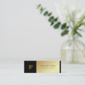 Creative Monogram Black and Gold Design De Luxe Mini Visitenkarte (Stehend Vorderseite)