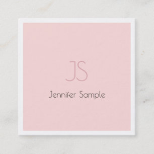 Creative Monogram Design Clean Pink Schlicht Luxus Quadratische Visitenkarte