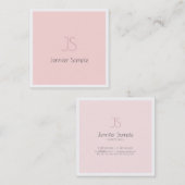 Creative Monogram Design Clean Pink Schlicht Luxus Quadratische Visitenkarte (Vorne/Hinten)