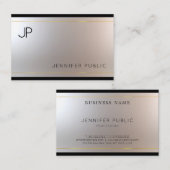 Creative Monogram Glamour Gold Silver Einzigartig  Visitenkarte (Vorne/Hinten)
