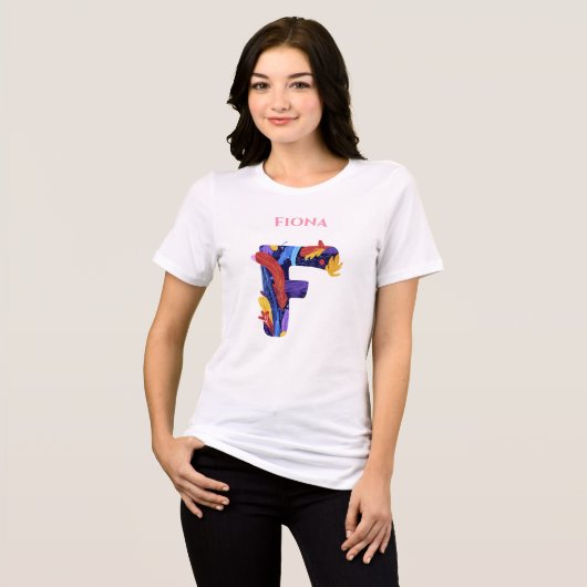 Creative Monogram - Letter F | Lebhafter Geburtsta Tri-Blend Shirt (Vorderseite voll)
