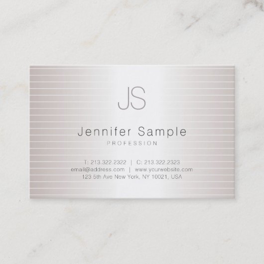Creative Monogram Modern Salon Silver Template Visitenkarte (Vorderseite)