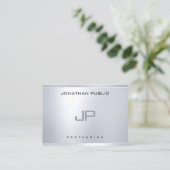 Creative Monogram Silver Look Clean Modern Schlich Visitenkarte (Stehend Vorderseite)