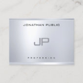 Creative Monogram Silver Look Clean Modern Schlich Visitenkarte (Vorderseite)