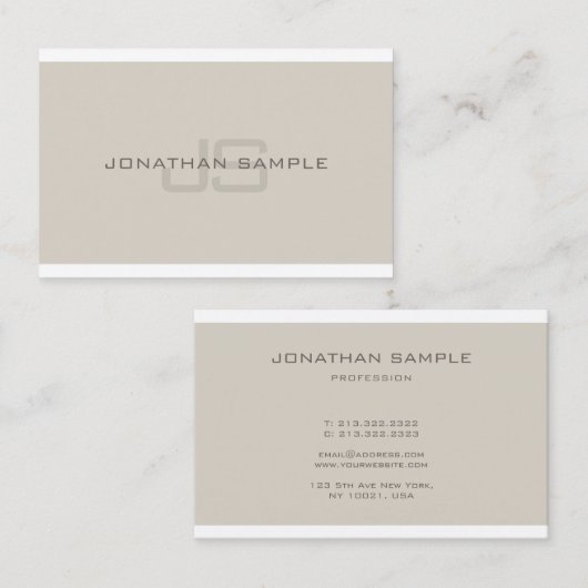 Creative Monogram Sleek Beruflicher Schlichter Lux Visitenkarte (Vorne/Hinten)