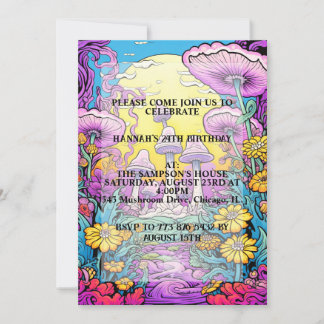 Creative Mushroom Forest Print Geburtstagsparty Einladung