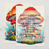Creative Mushroom Illustration Geburtstagsparty Einladung (Vorne/Hinten)