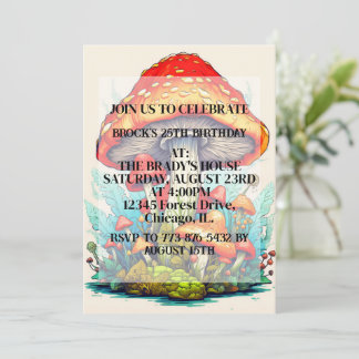 Creative Mushroom Illustration Geburtstagsparty Einladung