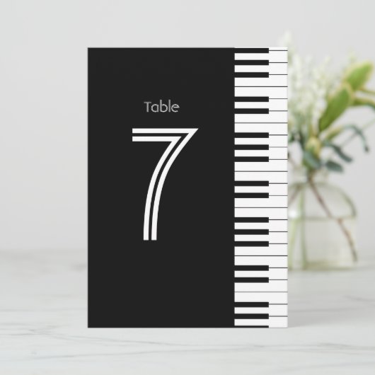 Creative Musicians Piano Key Tischnummer Card (Stehend Vorderseite)