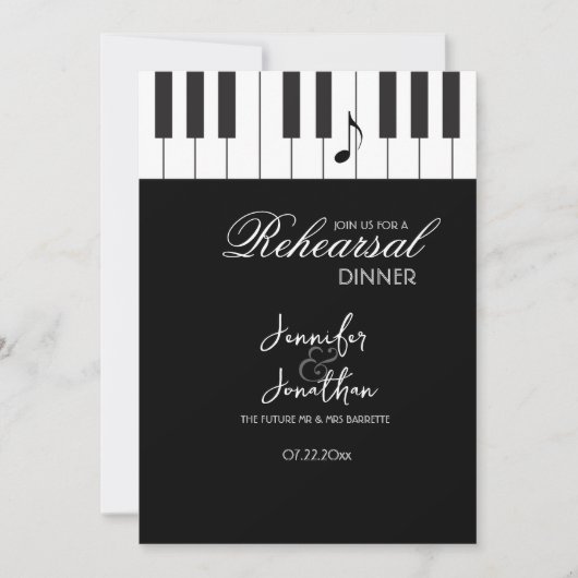 Creative Musicians Piano Keys Probe Dinner Einladung (Vorderseite)